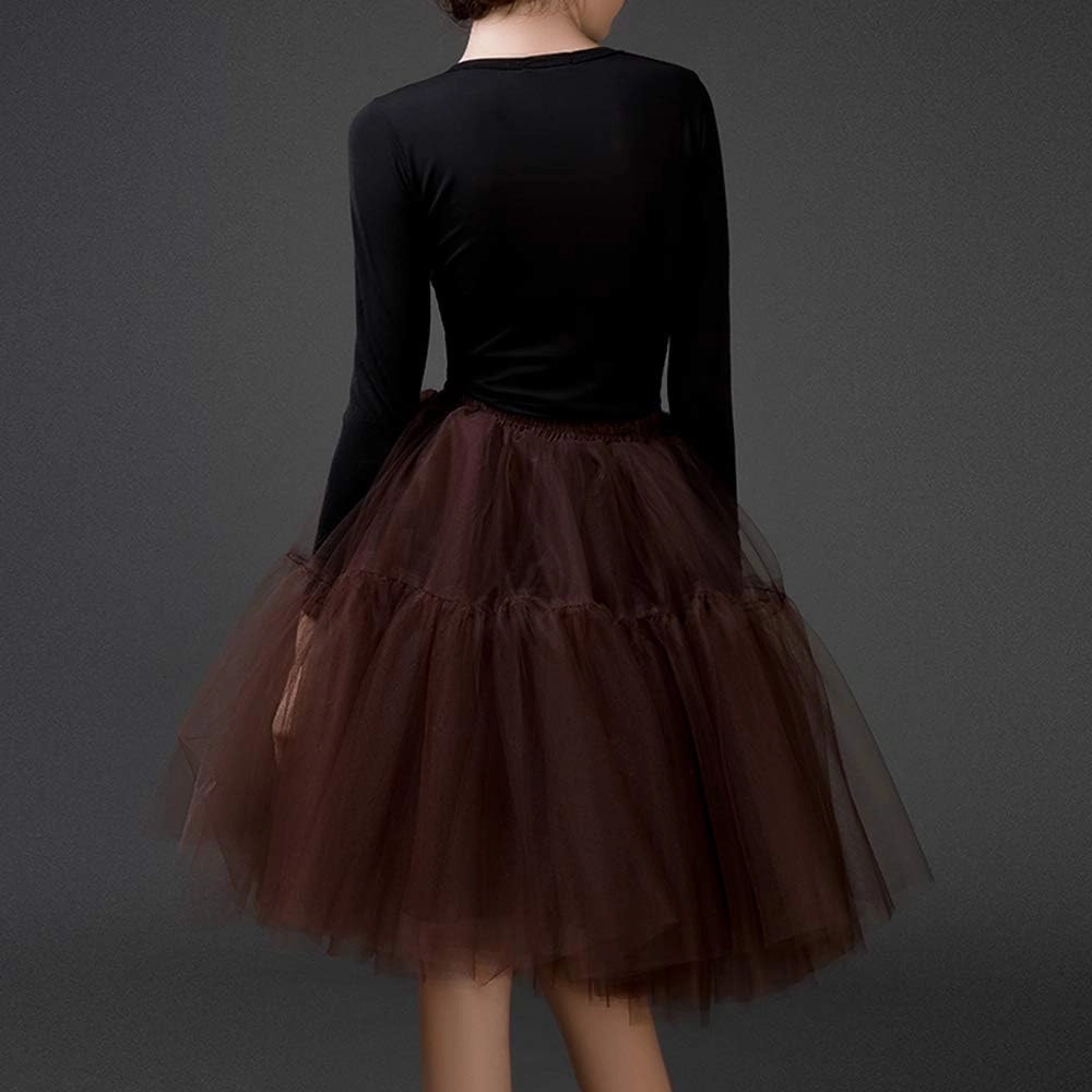 Tulle Skirt,Women's Midi Tulle Tutu Skirt Fluffy Princess Five Layers A line Party Prom Underskirt