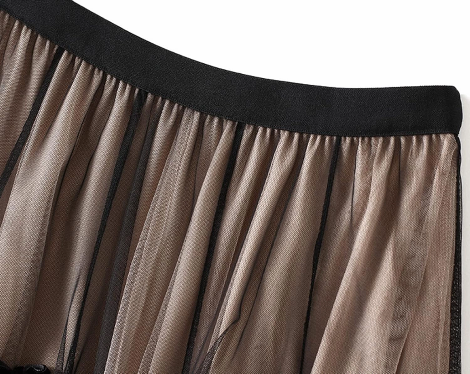Tulle Skirts for Women, High Waist Double-Layered Mesh Pleated Midi Skirts