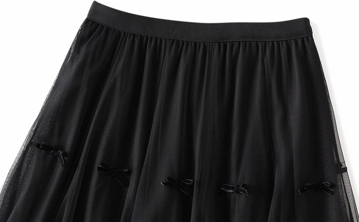 Tulle Skirts for Women, High Waist Double-Layered Mesh Pleated Midi Skirts