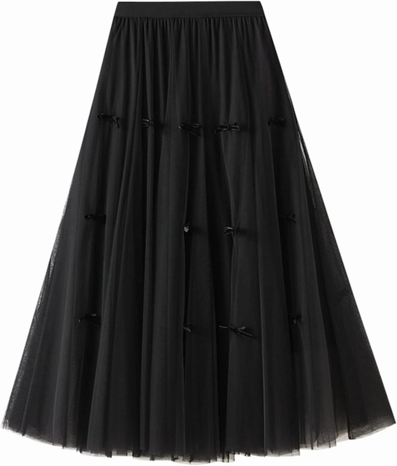 Tulle Skirts for Women, High Waist Double-Layered Mesh Pleated Midi Skirts