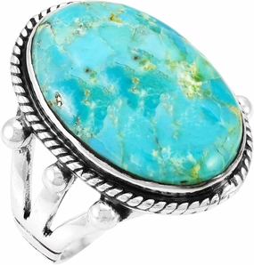 Turquoise Ring Sterling Silver 925 Size 6 to 14 (Turquoise, 9)