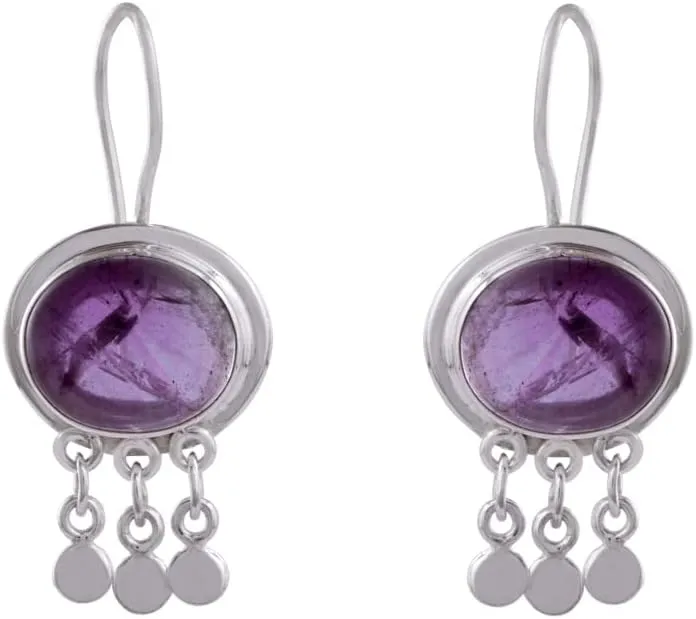 Twilight Sparkle Amethyst 925 Sterling Silver Fixed Wire Dangle Earrings
