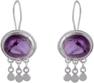 Twilight Sparkle Amethyst 925 Sterling Silver Fixed Wire Dangle Earrings