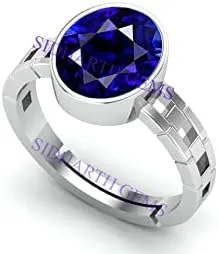 Unheated Untreatet 8.00 Carat Aaa  Quality Natural Blue Sapphire Neelam Silver Plated Adjustable Gemstone Ring For Women'S And Men'S (Lab - Certified)-B0BC47FMPF