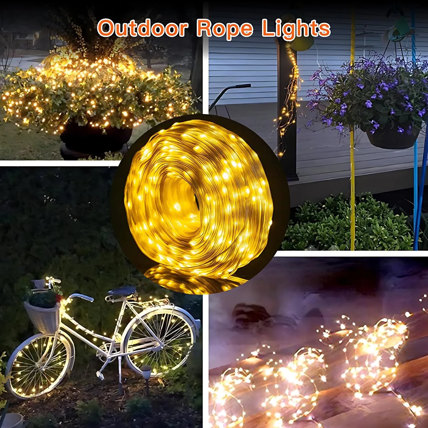 Uoexziyi Solar Rope Lights Outdoor,12M 100 LED Solar String Lights Tube Lights,Waterproof Solar Powered Fairy Lights with 8 Adjustable Modes for Outdoor Decoration(Warm)