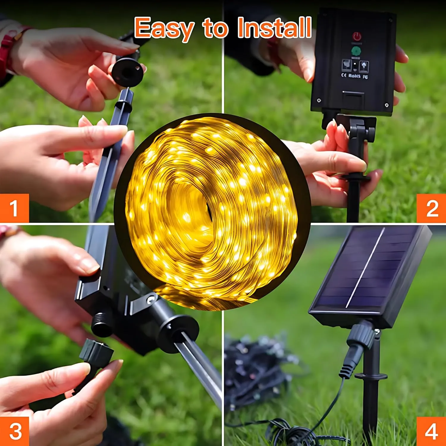 Uoexziyi Solar Rope Lights Outdoor,12M 100 LED Solar String Lights Tube Lights,Waterproof Solar Powered Fairy Lights with 8 Adjustable Modes for Outdoor Decoration(Warm)