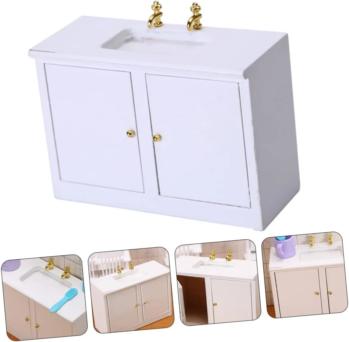 UPKOCH 2 pcs Mini Wash Basin Model for Dollhouse Small House Furniture Accessory Lightweight Safe Decoration for Playtime Design for Miniature Bathroom Scenes
