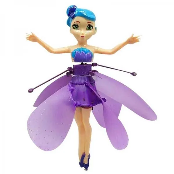 USB Charging Infrared Induction Gesture Control Flying Flower Fairy Doll for 3-14 Year Old Girl Kids Children Teen Birthday Xmas Gift - Purple