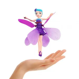 USB Charging Infrared Induction Gesture Control Flying Flower Fairy Doll for 3-14 Year Old Girl Kids Children Teen Birthday Xmas Gift - Purple