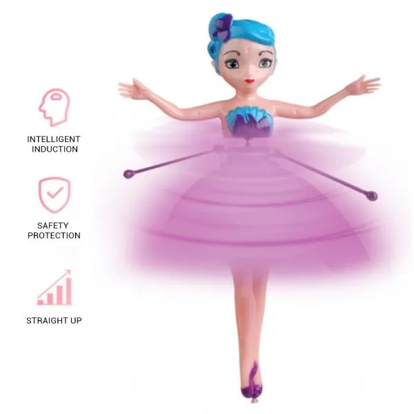 USB Charging Infrared Induction Gesture Control Flying Flower Fairy Doll for 3-14 Year Old Girl Kids Children Teen Birthday Xmas Gift - Purple