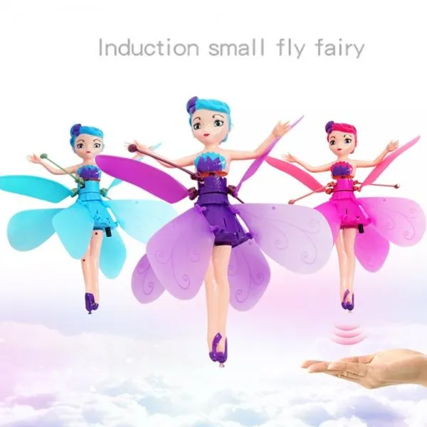 USB Charging Infrared Induction Gesture Control Flying Flower Fairy Doll for 3-14 Year Old Girl Kids Children Teen Birthday Xmas Gift - Purple