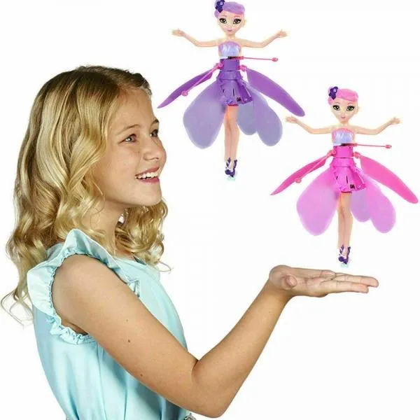 USB Charging Infrared Induction Gesture Control Flying Flower Fairy Doll for 3-14 Year Old Girl Kids Children Teen Birthday Xmas Gift - Purple