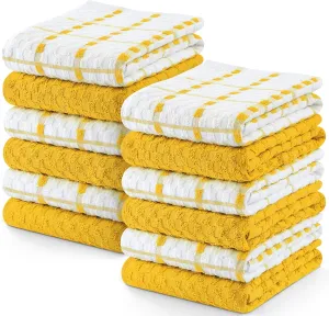 Utopia Kitchen Towels 12 Pack, 15 by 25 Inches, 100% Ring Spun Cotton Super Soft and Absorbent Linen Dish, Tea and Bar Towels Set, Yellow
