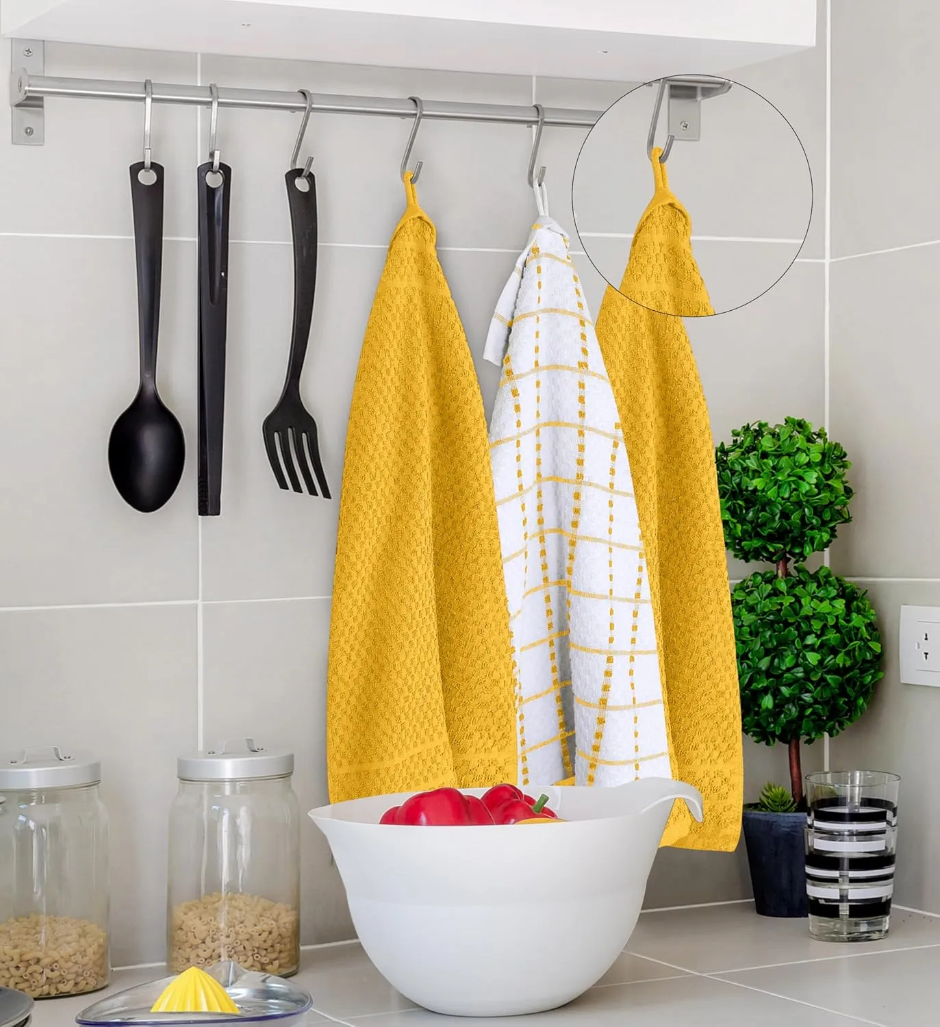 Utopia Kitchen Towels 12 Pack, 15 by 25 Inches, 100% Ring Spun Cotton Super Soft and Absorbent Linen Dish, Tea and Bar Towels Set, Yellow