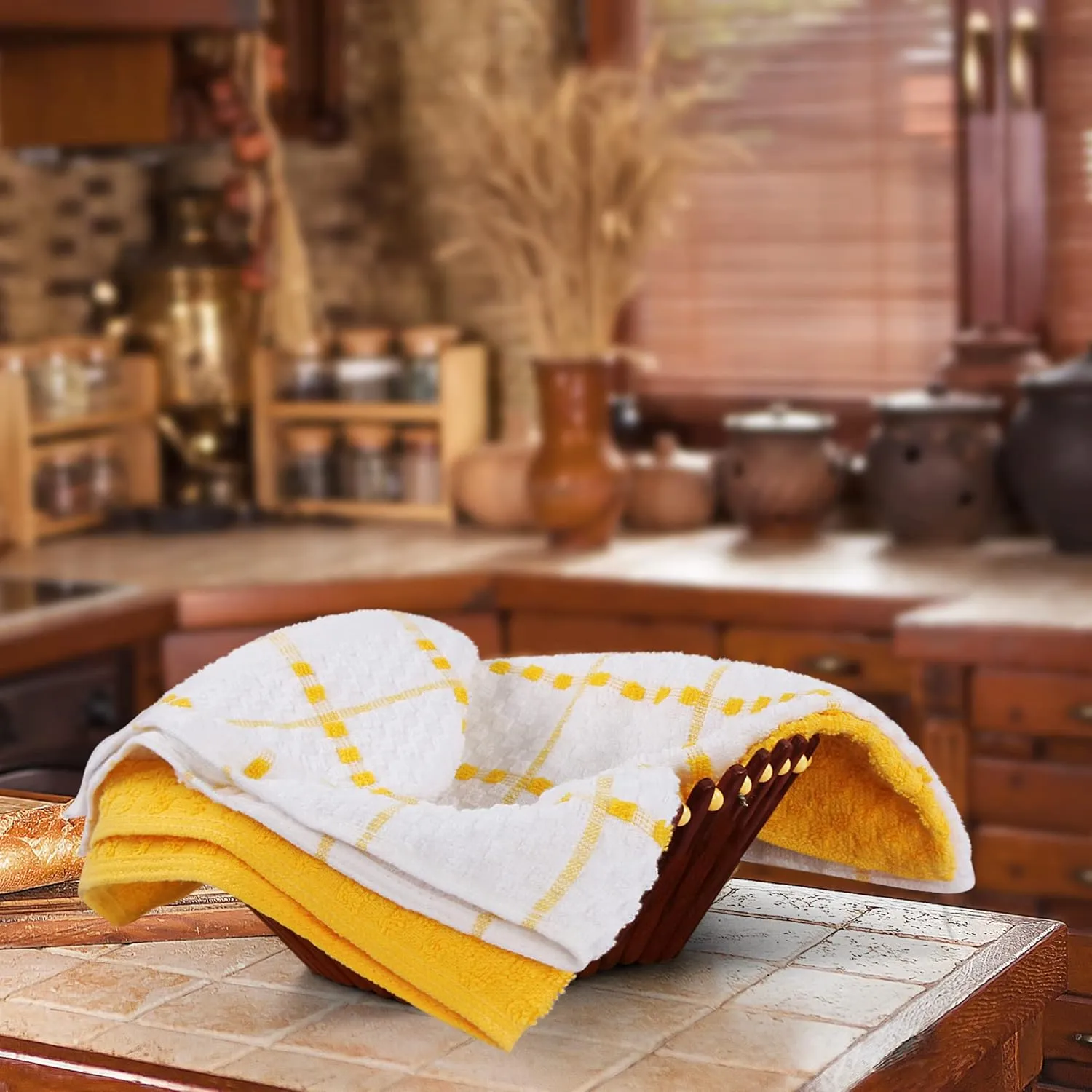 Utopia Kitchen Towels 12 Pack, 15 by 25 Inches, 100% Ring Spun Cotton Super Soft and Absorbent Linen Dish, Tea and Bar Towels Set, Yellow
