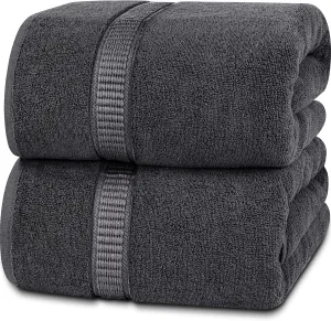 Utopia Towels Luxurious Jumbo Bath Sheet 2 Piece, 600 GSM, 35 by 70 Inches, 100% Ring Spun Cotton, Highly Absorbent and Quick Dry Extra Large Bath Towel, Super Soft Towel, Grey