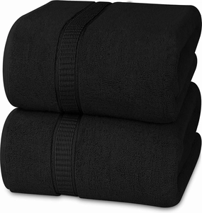 Utopia Towels - Luxurious Jumbo Bath Sheet 2 Piece - 600 GSM (35X70 Inches) 100% Ring Spun Cotton - Highly Absorbent and Quick Dry Extra Large Bath Towel - Super Soft Hotel Quality Towel (Black)