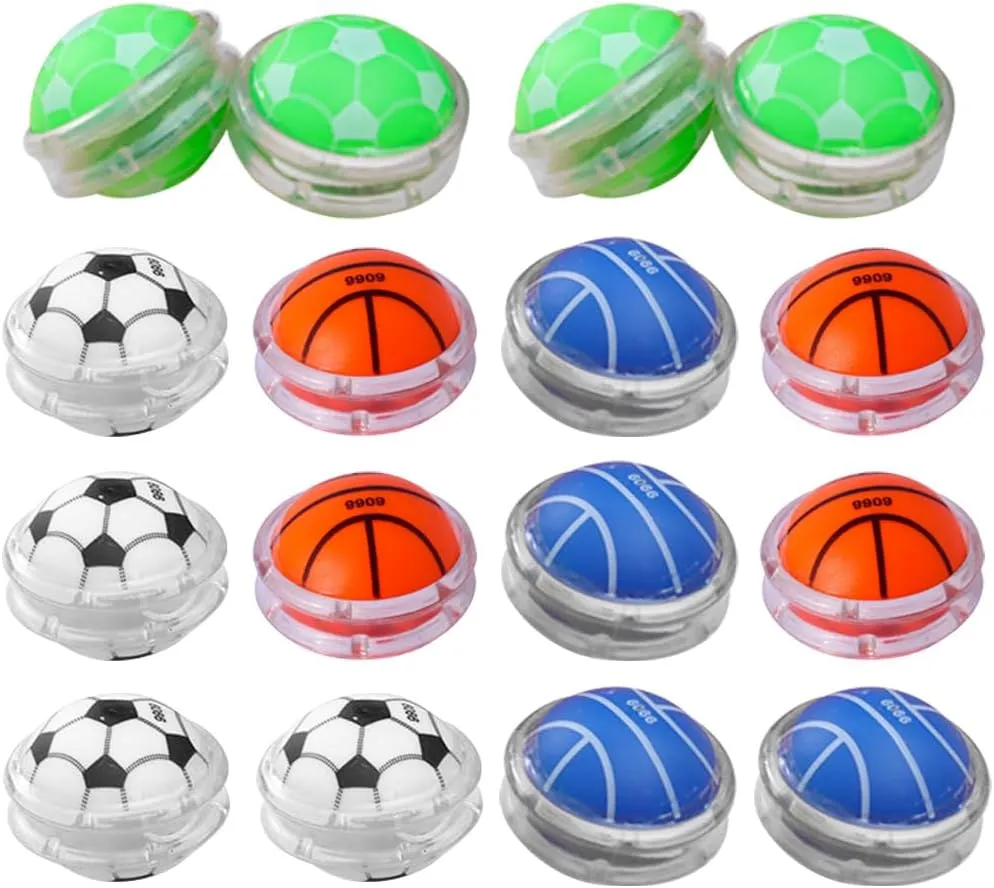 Vaguelly 12pcs Boy Girl Sports Plastic Soccer and Basketball Yo-yo Toys for Boy Girl Random Patterns Portable Finger Coordination Plaything
