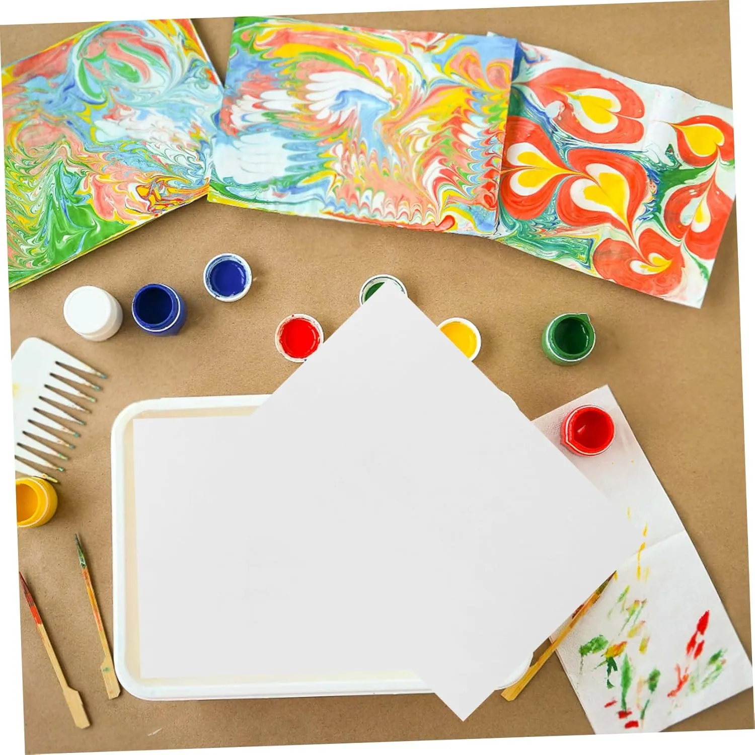 Veemoon 5sets Child-Friendly Art Paper Marbling Coloring Sheets Bulk for Creative Boys and Girls 50sheets*5