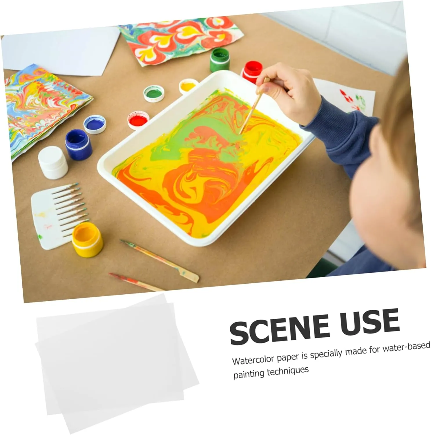 Veemoon 5sets Child-Friendly Art Paper Marbling Coloring Sheets Bulk for Creative Boys and Girls 50sheets*5
