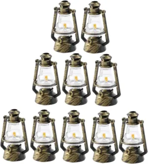 VICASKY 2sets Miniature Lantern Models Retro Kerosene Lamp Decor for Doll House Ornament DIY Crafts and Micro Scene Adornment Miniature Decor for Realistic 10pcs*2