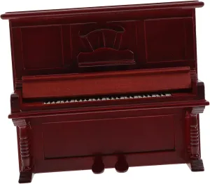 VICASKY Miniature Wooden Piano Model Vintage Doll House Decor for Dollhouses and Landscape Decoration Accessory for Creative Layouts and Photo Props