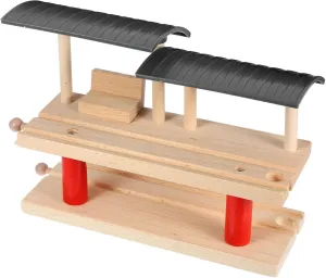 VICASKY Playing Station Platform Toy Wooden Train Railway Track Accessories Double-Deck Barricade Station Train Platform Toy Wooden Long Rail Road for Trains Railway Accessories