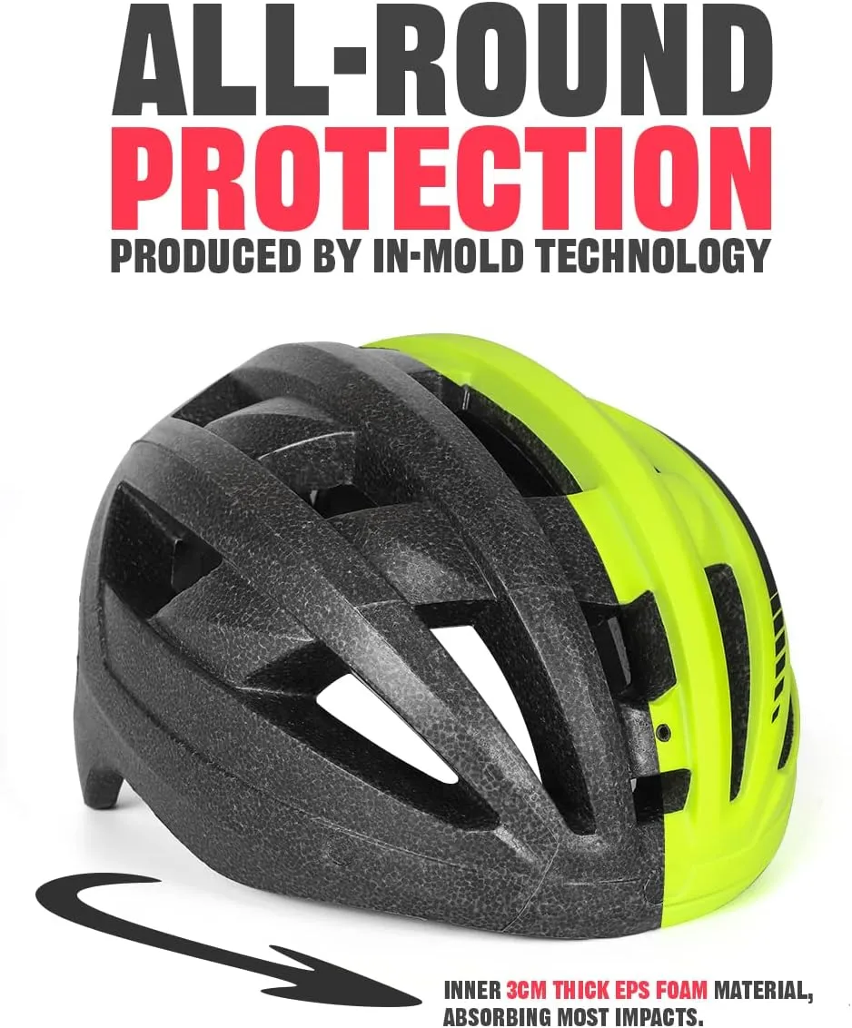 VICTGOAL Bike Helmet with USB Rechargeable Rear Light Detachable Magnetic Goggles Removable Sun Visor Mountain & Road Bicycle Helmets for Men Women Adult Cycling Helmets