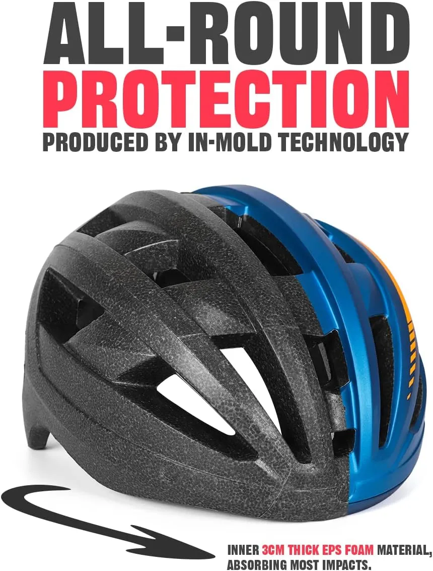 VICTGOAL Bike Helmet with USB Rechargeable Rear Light Detachable Magnetic Goggles Removable Sun Visor Mountain & Road Bicycle Helmets for Men Women Adult Cycling Helmets