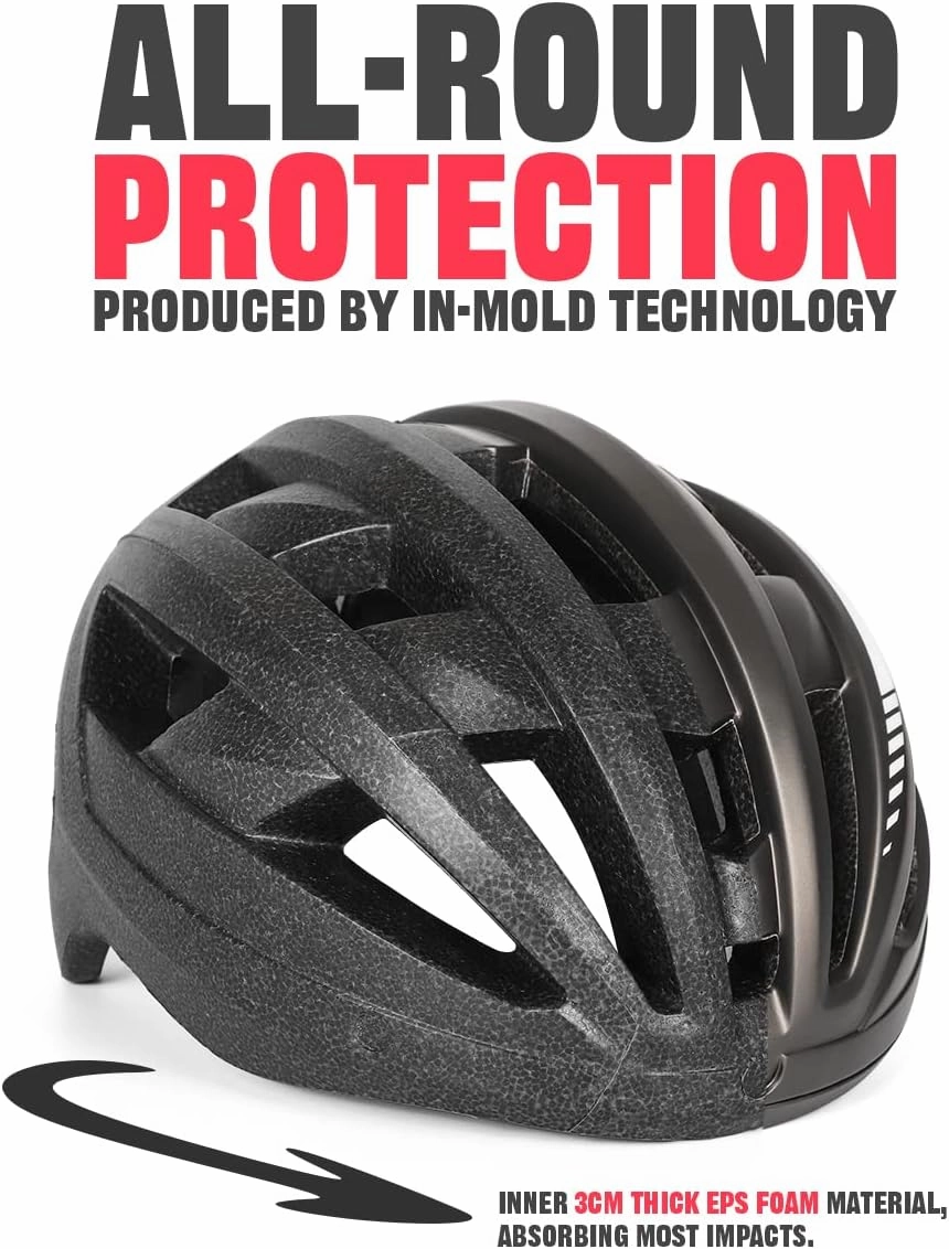 VICTGOAL Bike Helmet for Men Women with Led Light Detachable Magnetic Goggles Removable Sun Visor Mountain & Road Bicycle Helmets Adjustable Size Adult Cycling Helmets