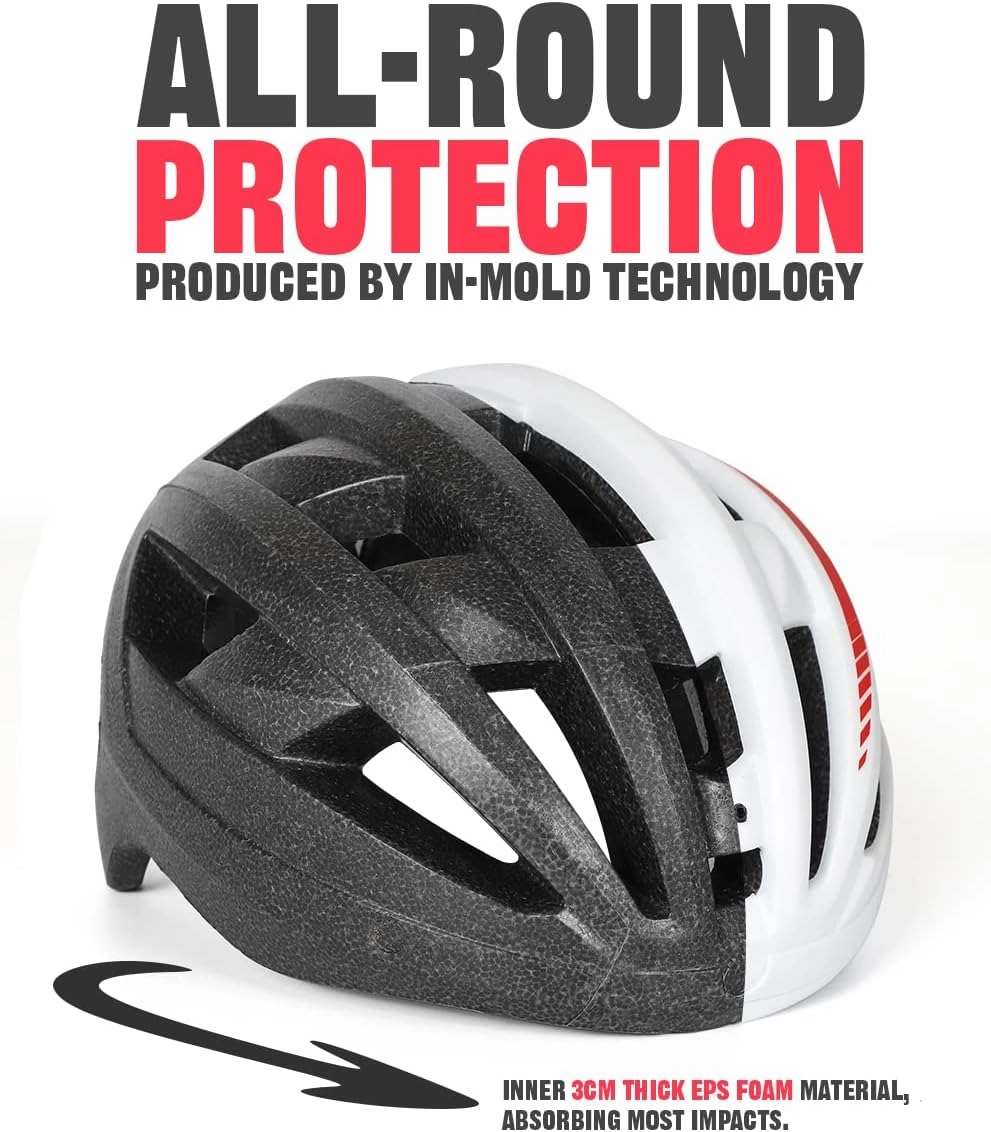 VICTGOAL Bike Helmet with USB Rechargeable Rear Light Detachable Magnetic Goggles Removable Sun Visor Mountain & Road Bicycle Helmets for Men Women Adult Cycling Helmets