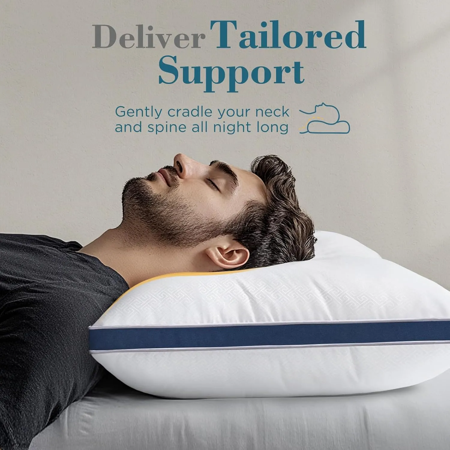 viewstar King Size Pillows Set of 2, Hotel Quality Cooling Down Alternative Gusseted Bed Pillows for Side, Back, or Stomach Sleepers, Navy