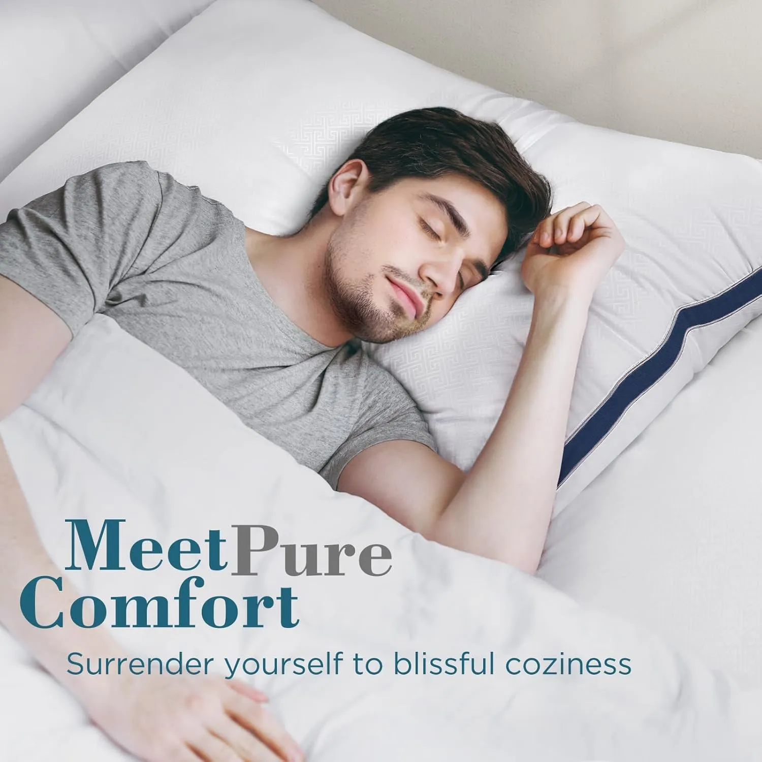 viewstar King Size Pillows Set of 2, Hotel Quality Cooling Down Alternative Gusseted Bed Pillows for Side, Back, or Stomach Sleepers, Navy