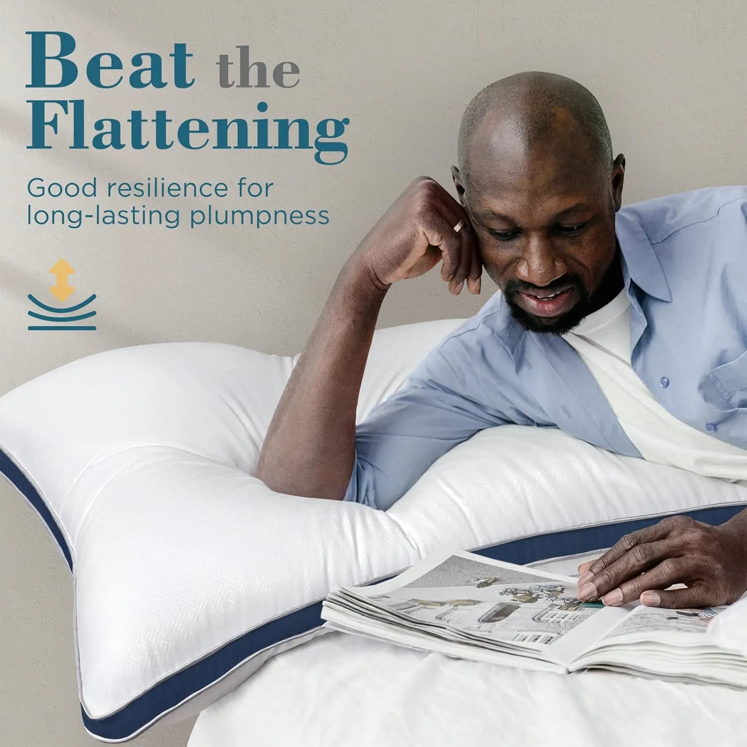 viewstar King Size Pillows Set of 2, Hotel Quality Cooling Down Alternative Gusseted Bed Pillows for Side, Back, or Stomach Sleepers, Navy