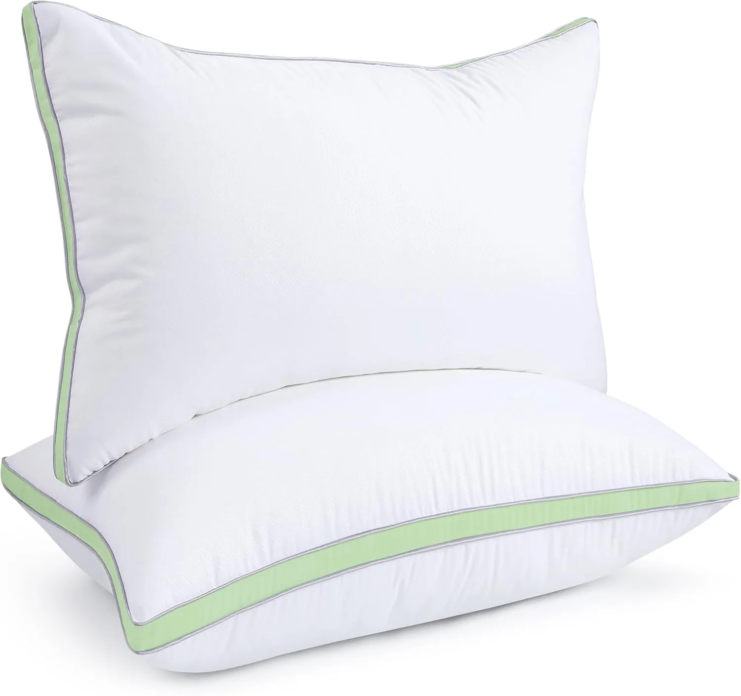 viewstar Pillows Queen Size Set of 2, Hotel Quality Cooling Down Alternative Gusseted Bed Pillows for Side, Back, or Stomach Sleepers, Green