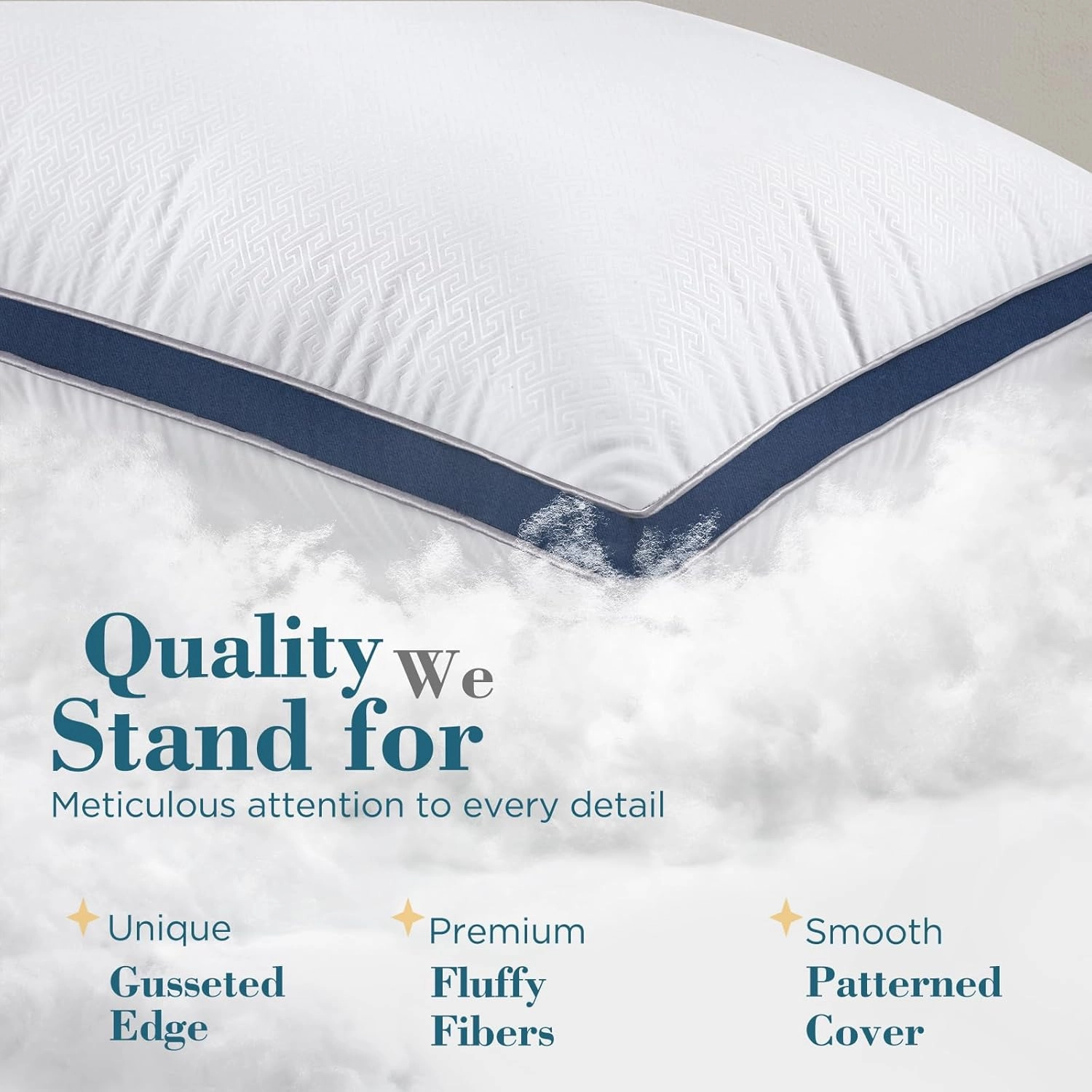 viewstar Pillows Queen Size Set of 2, Hotel Quality Cooling Down Alternative Gusseted Bed Pillows for Side, Back, or Stomach Sleepers, Navy