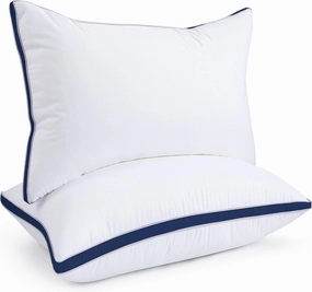 viewstar Pillows Queen Size Set of 2, Hotel Quality Cooling Down Alternative Gusseted Bed Pillows for Side, Back, or Stomach Sleepers, Navy