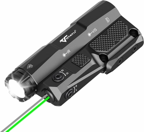 VOTATU MDL-IG 3000 Lumens Tactical Flashlight Laser Combo for Rifle, Green Laser/Light/IR Laser Sight Built-in Pressure Pad Switch, Compatible with M-LOK & Picatinny Rail