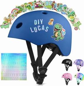 Vvinca Toddler Kids Bike Helmet for Ages 1-2-3-4-5-6-7-8 Years with DIY Stickers, Kids Helmet for Multi-Sport Skateboard Scooter Roller Skating Adjustable Birthday Gift for Child Girls Boys Safety