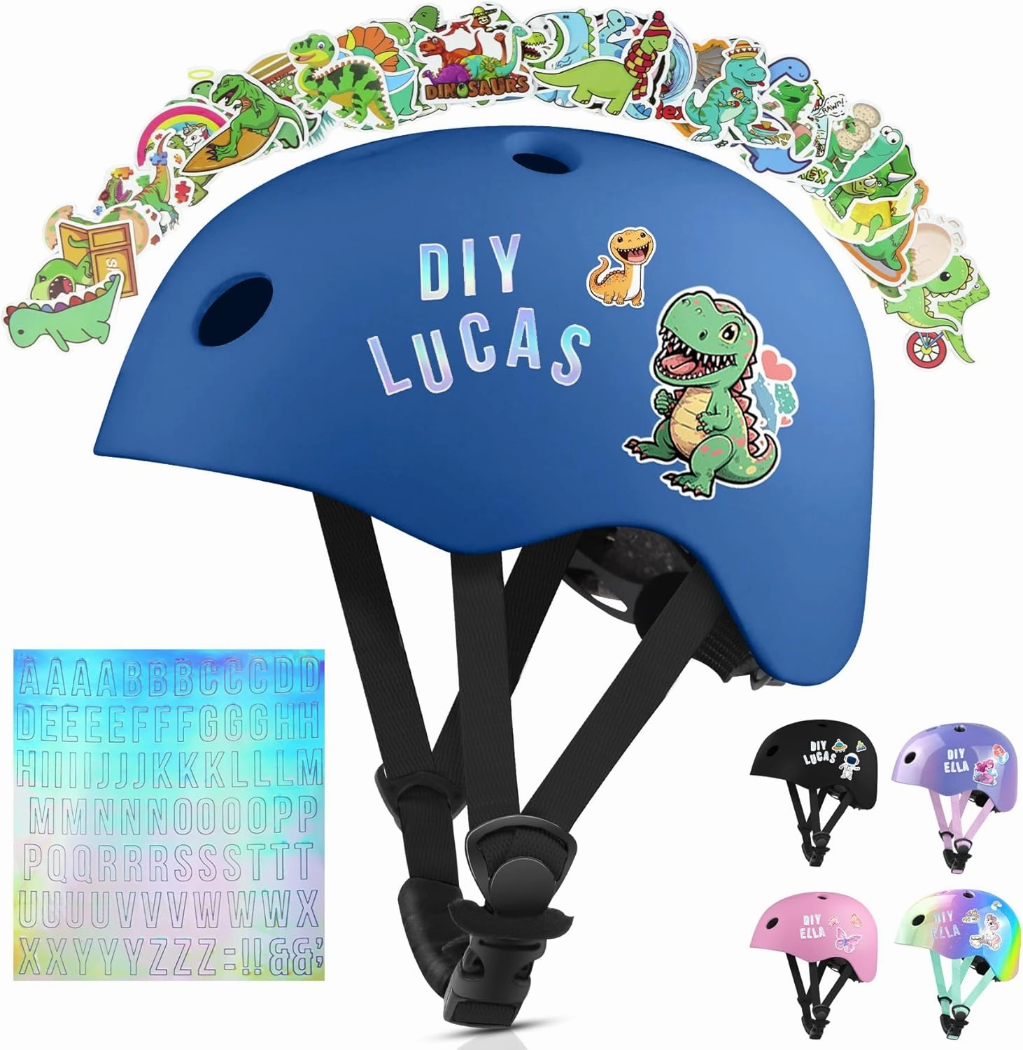 Vvinca Toddler Kids Bike Helmet for Ages 1-2-3-4-5-6-7-8 Years with DIY Stickers, Kids Helmet for Multi-Sport Skateboard Scooter Roller Skating Adjustable Birthday Gift for Child Girls Boys Safety