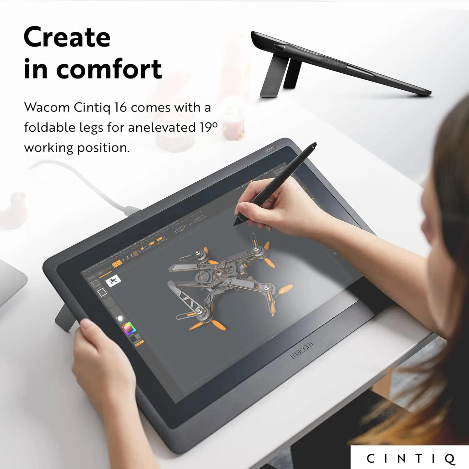 Wacom Cintiq 16 Drawing Tablet with Screen, 15.4" Full HD Display Graphic Arts Tablet Includes Pro Pen 2 w/ Tilt Response, Graphic Design Animation Display Pad for Mac, PC
