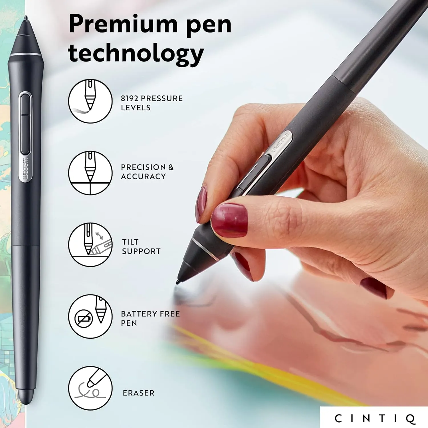 Wacom Cintiq 16 Drawing Tablet with Screen, 15.4" Full HD Display Graphic Arts Tablet Includes Pro Pen 2 w/ Tilt Response, Graphic Design Animation Display Pad for Mac, PC