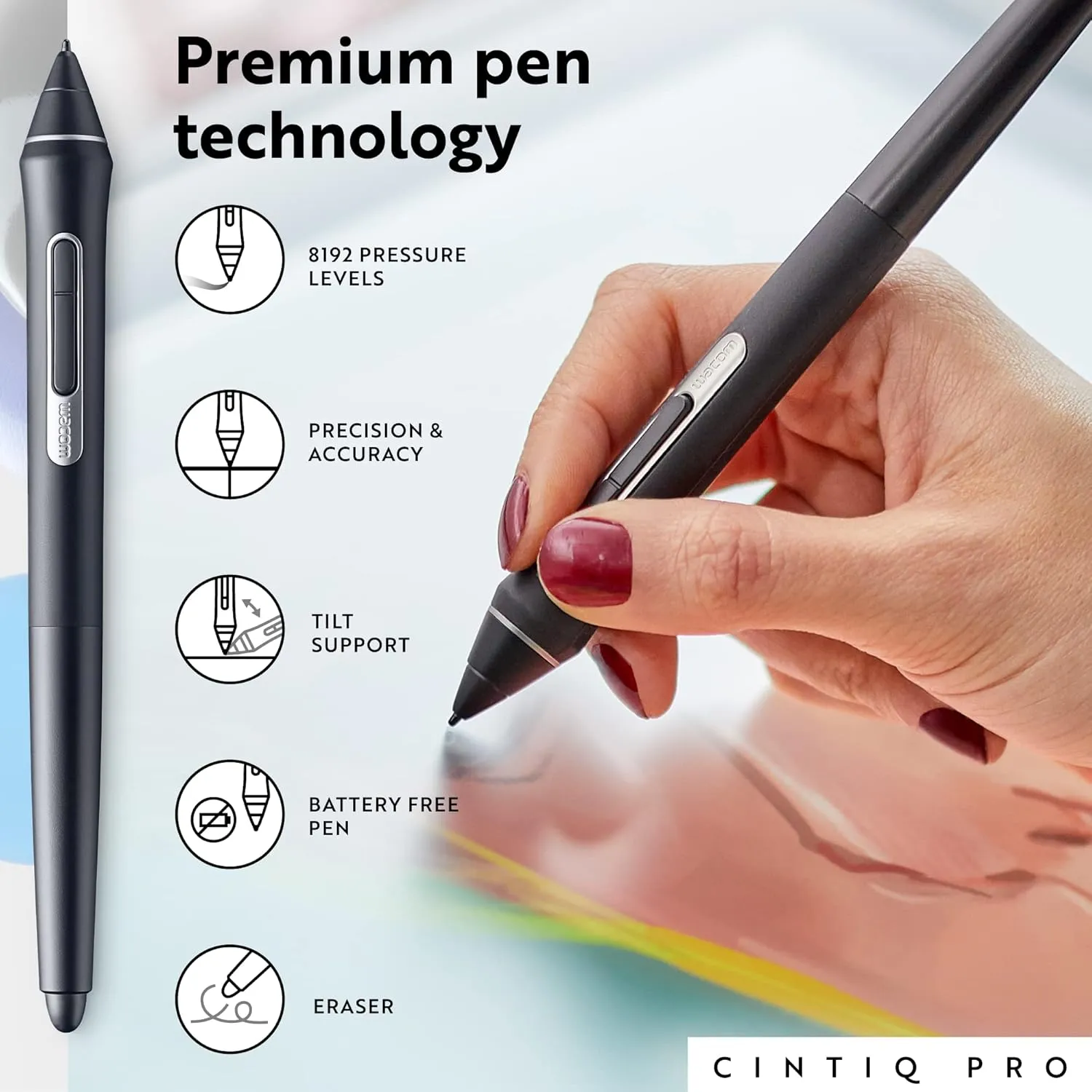 Wacom Cintiq Pro 16 Creative Pen and Touch Display (2021 Version) 4K Graphic Drawing Monitor with 8192 Pen Pressure and 98% Adobe RGB (DTH167K0A), Black