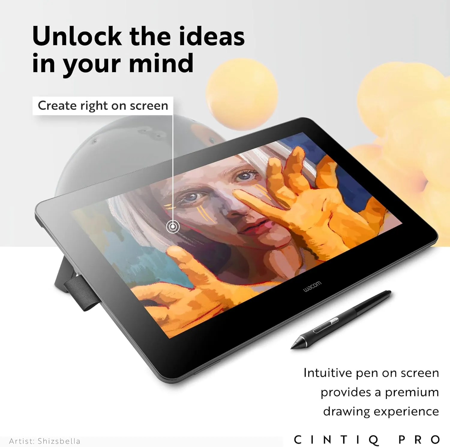 Wacom Cintiq Pro 16 Creative Pen and Touch Display (2021 Version) 4K Graphic Drawing Monitor with 8192 Pen Pressure and 98% Adobe RGB (DTH167K0A), Black