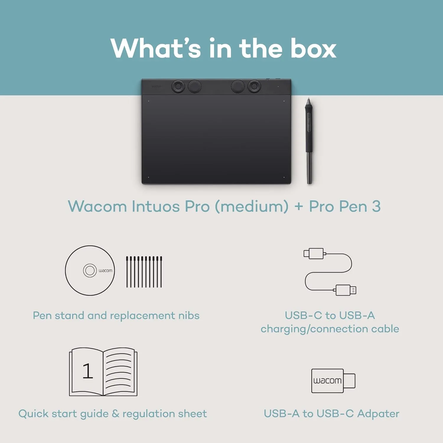 Wacom Intuos Pro Medium Bluetooth Professional Graphic Drawing Tablet with Pro Pen 3, Compatible with Mac, Windows - 2025 Edition
