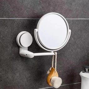 Wall Mounted Makeup Mirror, 1X/3X Magnifying Mirror 360° Extendable Arm Mirror for Makeup, 6 Inch Double Sided Vanity Mirror for Bathroom, Wall Mirror for Teen Girls, Women (White)