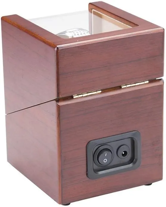 Watch Winder Box, Two Power Drive Modes, Wood Shell Piano Paint Exterior, Quiet Motors, Fit Man Women Automatic Watch Watch Winder Storage Display Box (Black A)