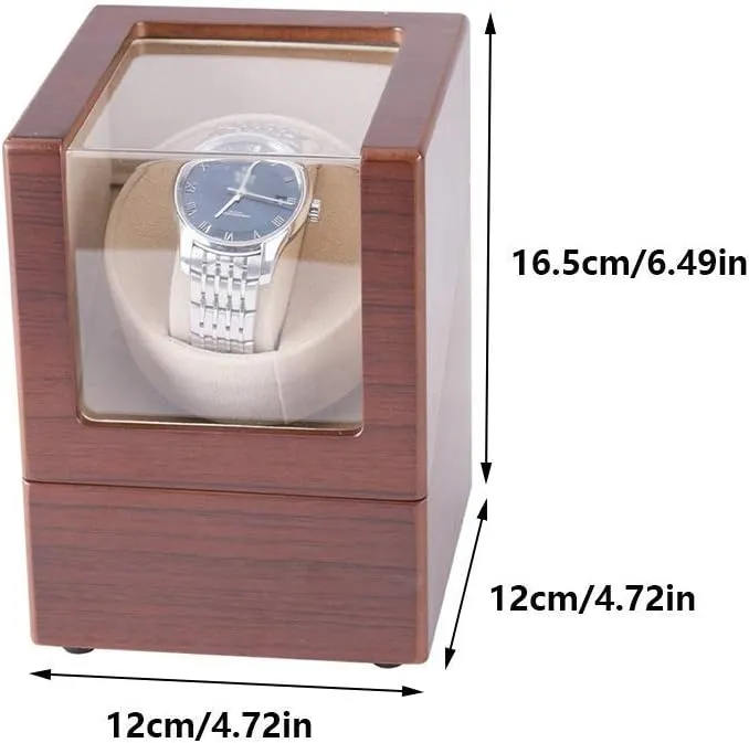 Watch Winder Box, Two Power Drive Modes, Wood Shell Piano Paint Exterior, Quiet Motors, Fit Man Women Automatic Watch Watch Winder Storage Display Box (Brown A)