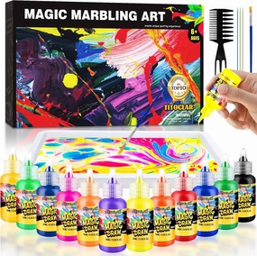 Water Marbling Paint Kit, Arts and Crafts For Kids,Birthday Gifts for Girls Boys 3 Years Old, Toys For Ages 8-13 5-7 3-6, Art Supplies for Kids