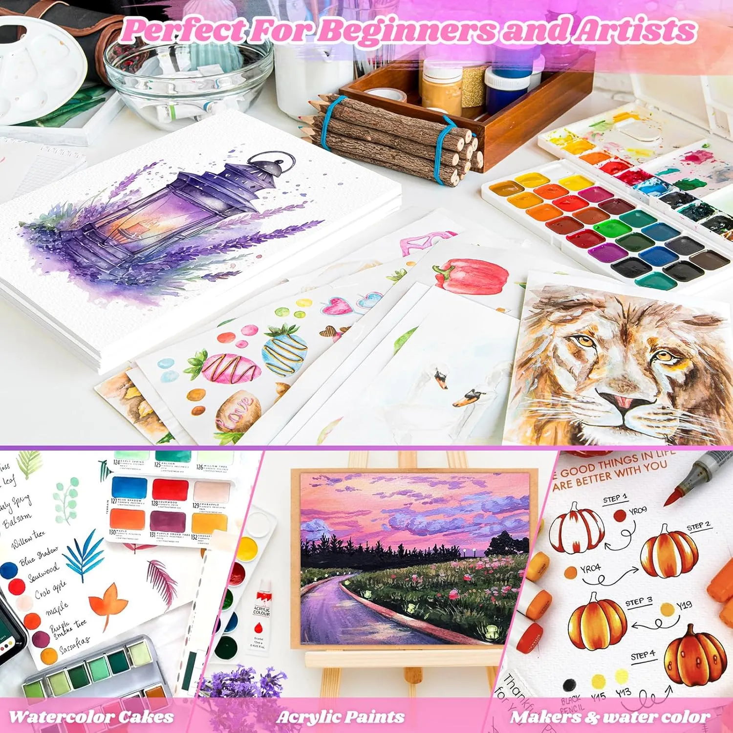 Watercolor Paper, 250 Sheets Water Color Paper Bulk, Art Supplies for Kids Adults, 9"x12" Artist Sketch Easel Painting Drawing Paper, Valentines Day Easter Basket Stuffers, Teacher & School Supplies